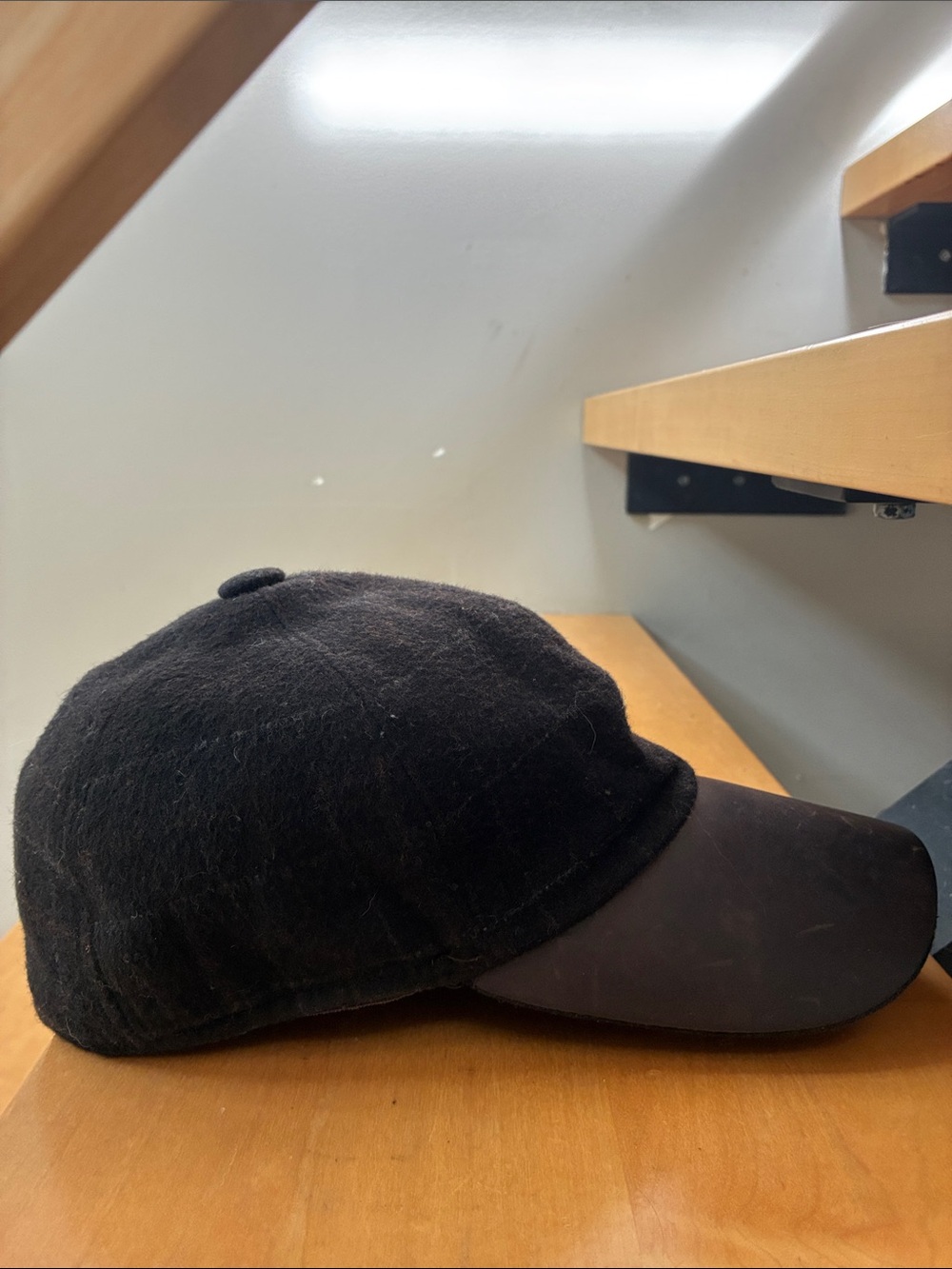Men's HENSCHEL Wool Cashmere Leather Baseball Cap Hat w Ear Flaps Size L - Italy